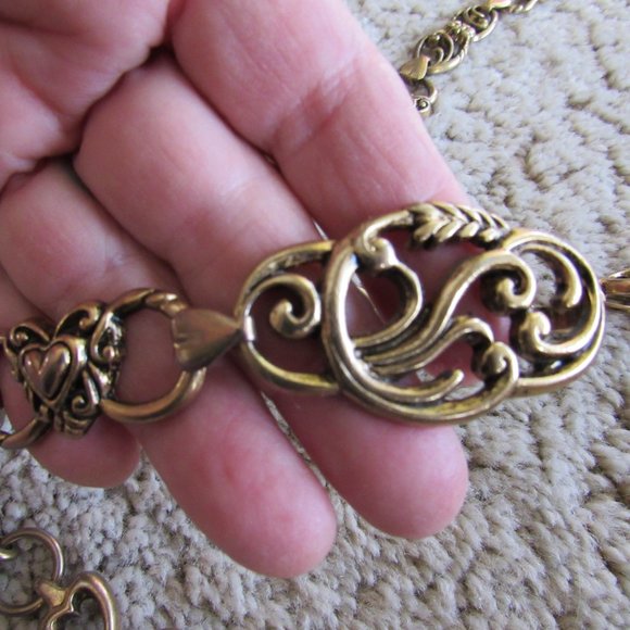 Vintage Gold Heart Chain Belt One Size - Picture 4 of 4